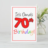 70e mijlpaal verjaardag van de Oma Kaart (Staand voorkant)