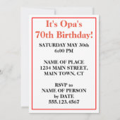 70e mijlpaal verjaardag van de Opa Kaart (Achterkant)