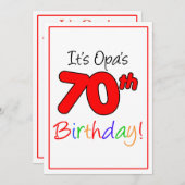 70e mijlpaal verjaardag van de Opa Kaart (Voorkant / Achterkant)