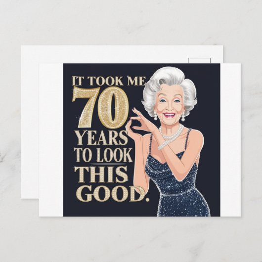 70e oma verjaardag  briefkaart (Voorkant / Achterkant)