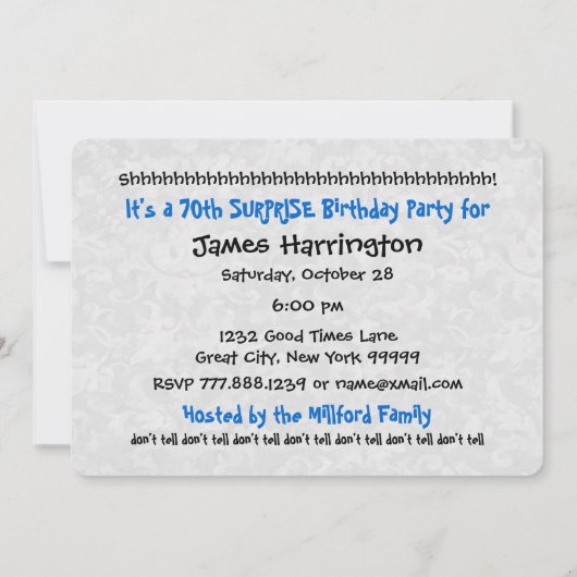 70e OOGST Blauw en Witte verjaardag Partij v005A Kaart (Achterkant)