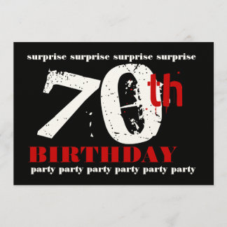 70e OPLEIDING Birthday Party Red Black White Kaart