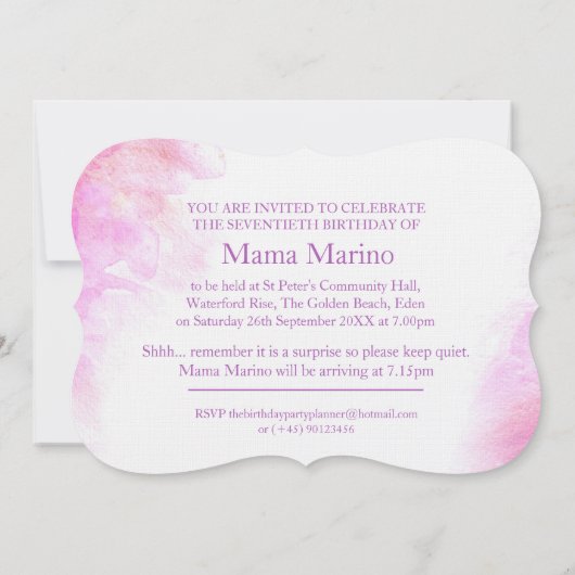 70e Orchidee waterverf paarse 70 en sensationeel Kaart (Achterkant)