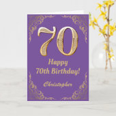 70e Paars- en goudglitter-Lijst op de geboorte Kaart (Gele Bloem)