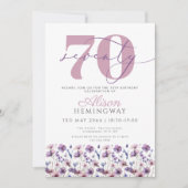 70e Paarse Bloemen Vlinderverjaardag Kaart (Voorkant)