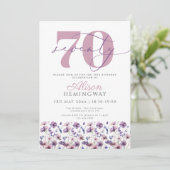 70e Paarse Bloemen Vlinderverjaardag Kaart (Staand voorkant)