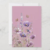 70e Paarse Bloemen Vlinderverjaardag Kaart (Achterkant)