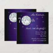 70e Paarse uitnodiging van Disco Ball Party (Voorkant / Achterkant)