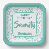 70e Partij Willekeurige Getal Patroon Blauwgroen/W Papieren Bordje (Voorkant)