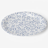 70e Partij Willekeurige Nummer Patroon Blauw/Wit Papieren Bordje (Gekanteld)
