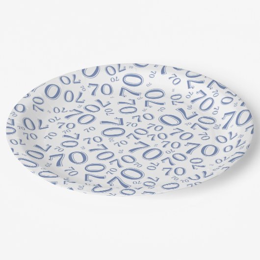 70e Partij Willekeurige Nummer Patroon Blauw/Wit Papieren Bordje (Gekanteld)
