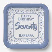 70e Partij Willekeurige Nummer Patroon Blauw/Wit Papieren Bordje (Voorkant)