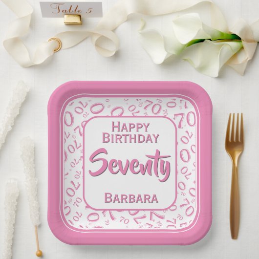70e Partij Willekeurige Nummer Patroon Roze/Wit Papieren Bordje (Huwelijk)