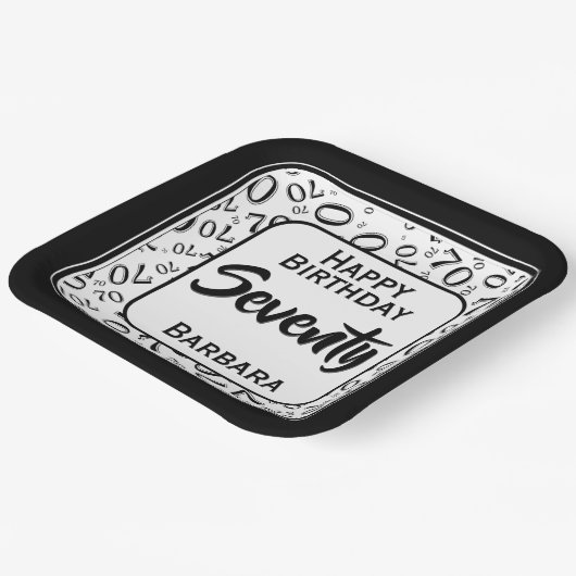 70e Partij Willekeurige Nummer Patroon Zwart/Wit Papieren Bordje (Gebogen)