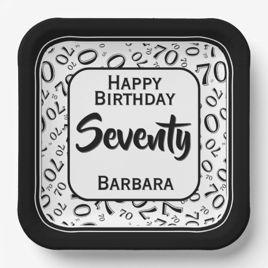 70e Partij Willekeurige Nummer Patroon Zwart/Wit Papieren Bordje (Voorkant)