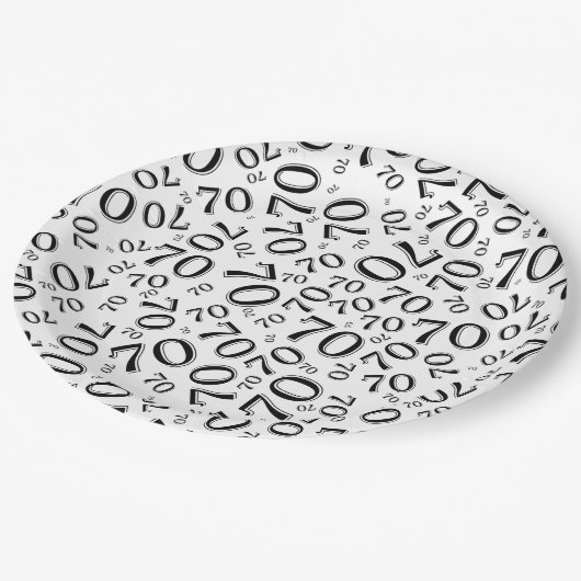 70e Partij Willekeurige Nummer Patroon Zwart/Wit Papieren Bordje (Gekanteld)