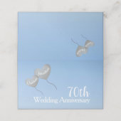 70e platina bruiloft hartballon plaatskaartje (Buitenkant ongevouwen)