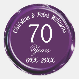 70e Platina bruiloft Mauve Paarse WaxSeal Sticker