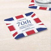 70e Platina Jubileum UNION JACK Kartonnen Onderzetters (Schuin)