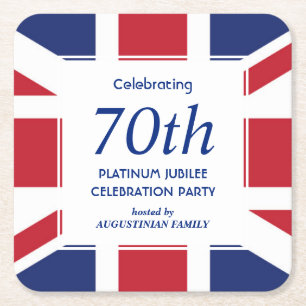 70e Platina Jubileum UNION JACK Kartonnen Onderzetters