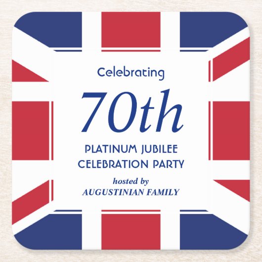 70e Platina Jubileum UNION JACK Kartonnen Onderzetters (Voorkant)