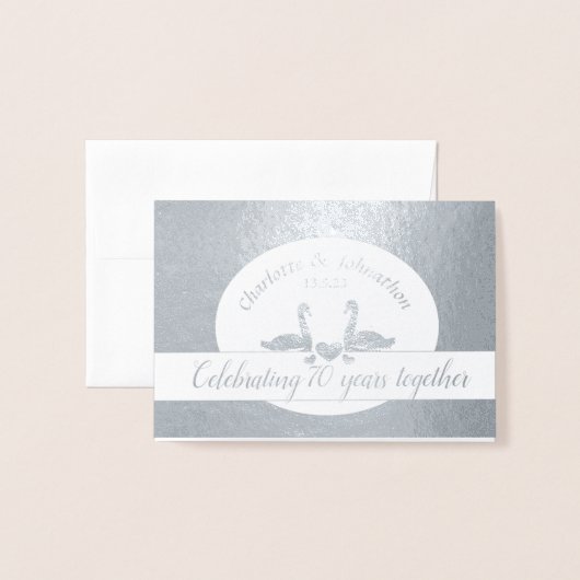 70e platina verjaardagskaart folie kaarten (Voorkant met envelop)