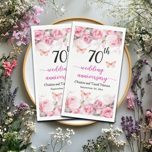 70e Platina Wedding Jubileum Blush Rozen Servet