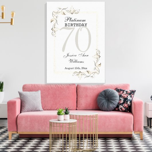 70e Platinum Birthday Canvas Afdruk (Insitu (Woonkamer))