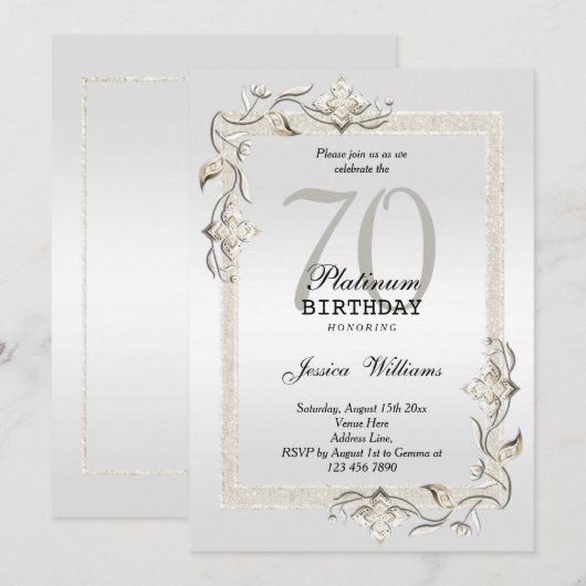 70e Platinum Birthday Kaart (Voorkant / Achterkant)