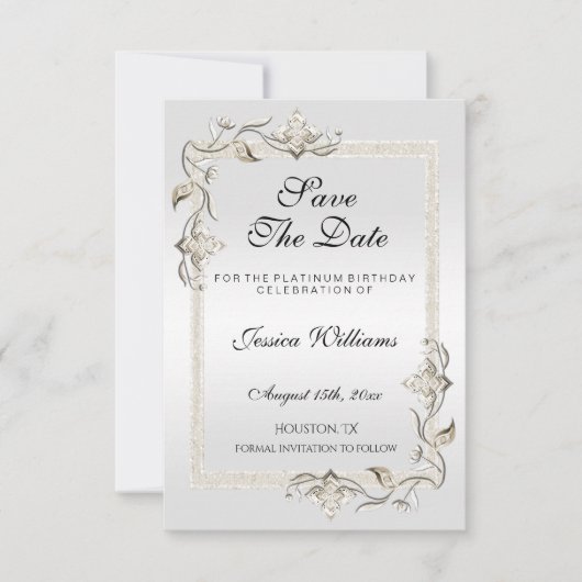 70e Platinum Birthday Save The Date (Voorkant)