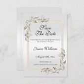 70e Platinum Birthday Save The Date (Voorkant / Achterkant)