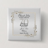 70e Platinum Birthday Vierkante Button 5,1 Cm (Voorkant)