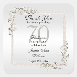 70e Platinum Birthday Vierkante Sticker
