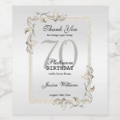 70e Platinum Birthday Wijn Etiket (Enkel label)