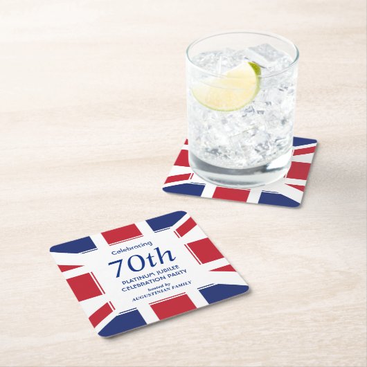 70e Platinum Jubilee UNION JACK Kartonnen Onderzetters (Insitu)