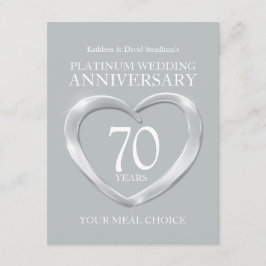 70e Platinum Wedding Jubileum maaltijdkeuze Informatiekaartje
