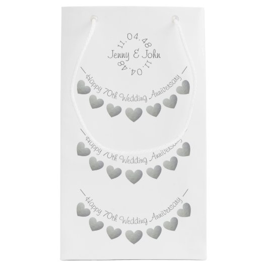 70e Platinum Wedding Jubileum wit Klein Cadeauzakje (Achterkant)