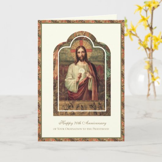 70e PRIEST-JUBILEUM Kaart (Gele Bloem)