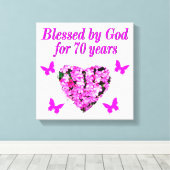  70E ROZE BLOEMEN VERJAARDAG ONTWERP CANVAS AFDRUK (Insitu (Houten vloer))