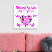  70E ROZE BLOEMEN VERJAARDAG ONTWERP CANVAS AFDRUK (Insitu (Woonkamer))