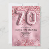 70e Roze Glitter Verjaardag Kaart (Voorkant)