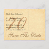 70e Save the Date Verjaardag Bord Gouden Kant Zwar Aankondigingskaart (Achterkant)