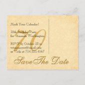70e Save the Date Verjaardag Goud Zwart Kant A2 Aankondigingskaart (Achterkant)