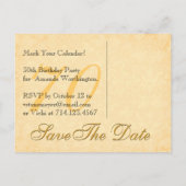 70e Save the Date Verjaardag Goud Zwart Kant Aankondigingskaart (Achterkant)