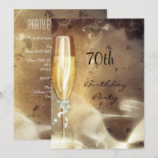 70e Sepia Champagne Glass Kaart