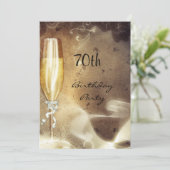 70e Sepia Champagneglas Kaart (Staand voorkant)