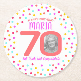 70e speciale foto kleurrijke koraalbekentenis verj ronde kartonnen onderzetter