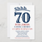 70e Surprise Birthday Invitation Mannen Navy Blue Kaart (Voorkant)