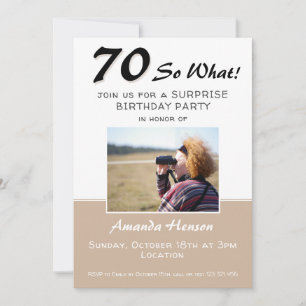 70e Surprise Birthday Party Photo Invitation