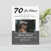 70e Surprise Birthday Party Photo Invitation Kaart (Staand voorkant)